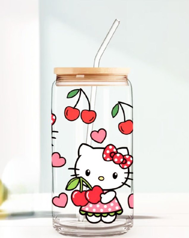 Vaso de cristal de hello Kitty