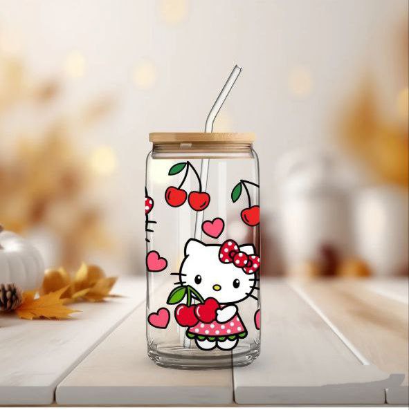 Vaso cristal Kitty cerezas