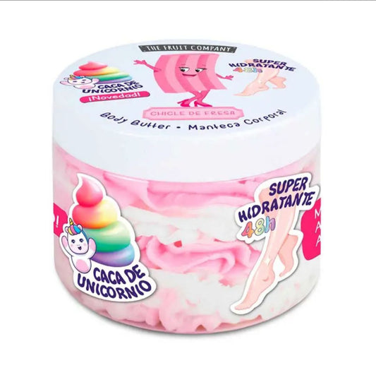 manteca corporal caca de unicornio chicle de fresa