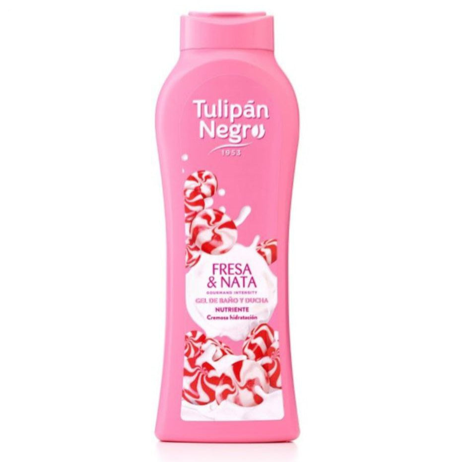 gel ducha fresa y nata tulipán negro